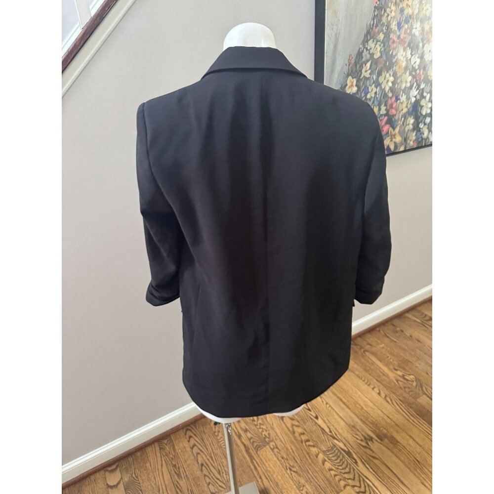 Zara Open Front Blazer With Rolled-Up Sleeves Bla… - image 6